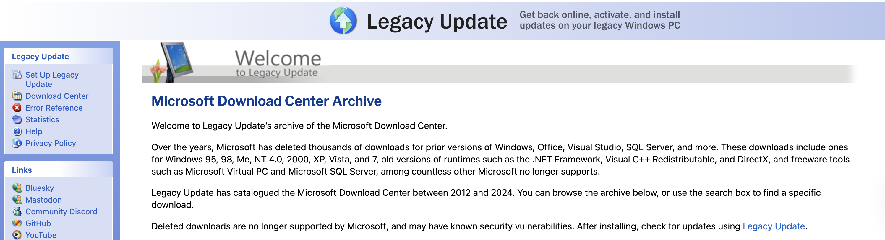 Legacy Update Download Center